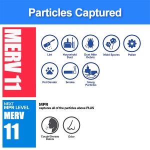 Dust, Allergen Defense , Pleated HVAC AC Furnace Air Filters Replacement 16x25x1 MERV 8 MERV 11